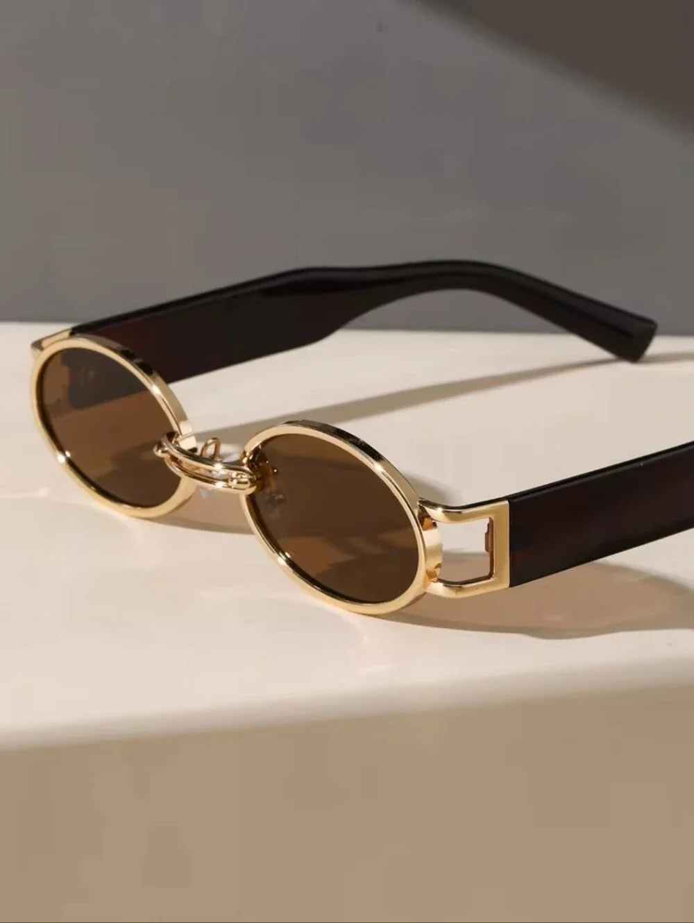 Women's Gold Frame Sunglasses with Brown Lenses